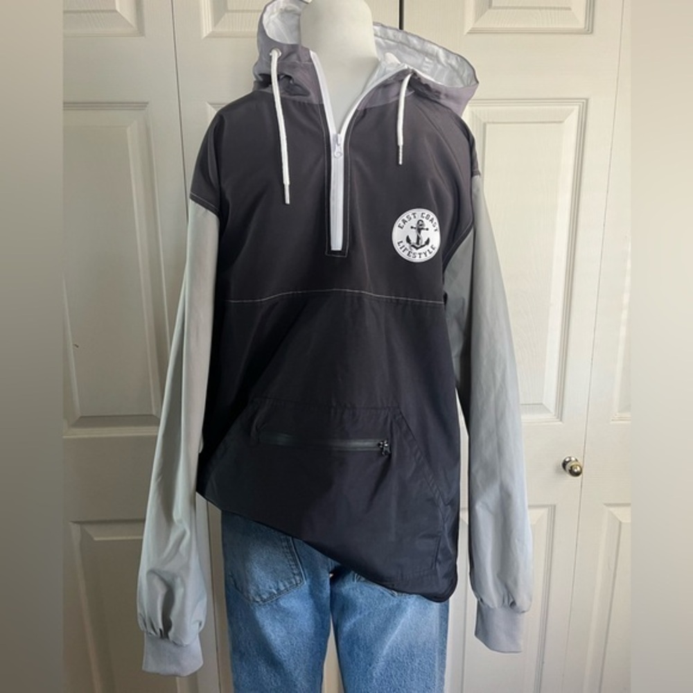 East Coast Lifestyle Gray and Black Half-Zip Jacket